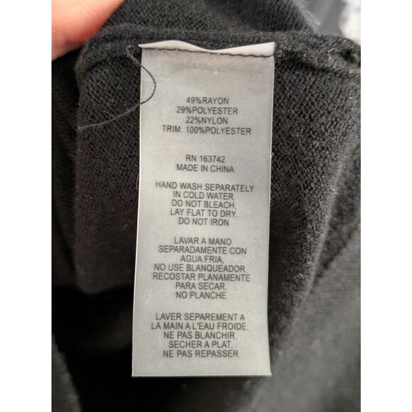 Sioni Milano Sweater Women L Leopard Ruffle Mock Lace Long Sleeve Pullover Black - Picture 8 of 9